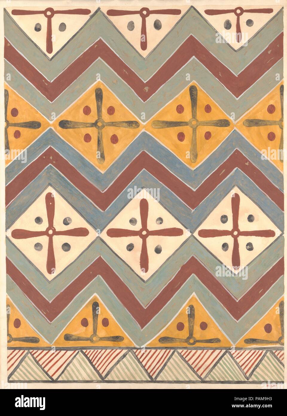 Modello a soffitto, tomba di Qenamun. Artista: Charles K. Wilkinson. Dimensioni: facsimile: h. 53 cm (20 7/8 in); w. 39,5 cm (15 9/16 in); scala 1:1; incorniciato: h. 57,2 cm (22 1/2 in); w. 42,9 cm (16 7/8 in.). Dynasty: Dynasty 18. Regno: regno di Thutmosi III-Amenhotep II ?. Data: ca. 1479-1400 A.C. Museo: Metropolitan Museum of Art di New York, Stati Uniti d'America. Foto Stock