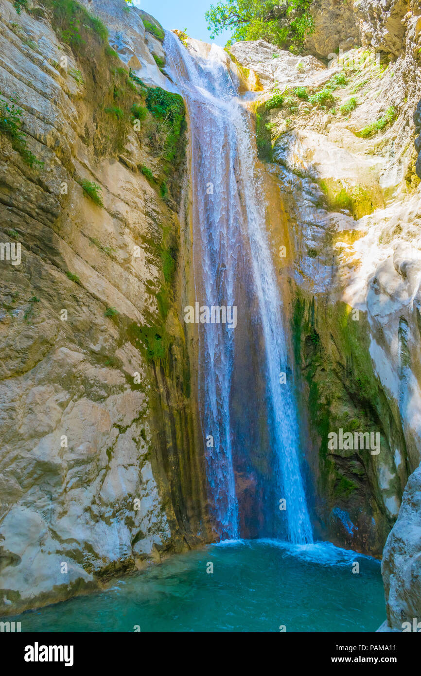 Nidri cascate in Lefkada isola del mar Ionio in Grecia Foto Stock