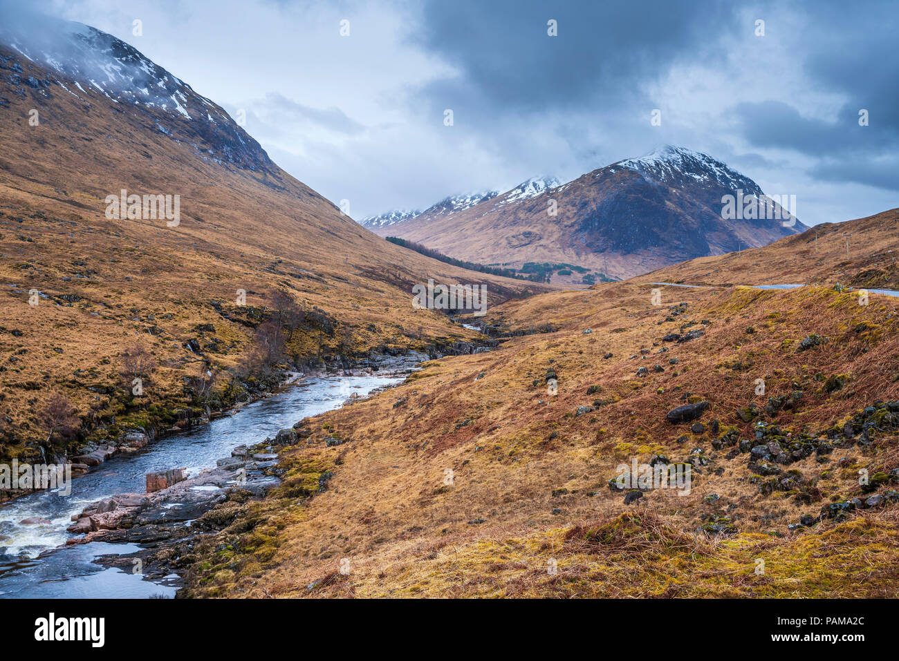 Glen Etive, Argyll, Highlands, Scotland, Regno Unito, Europa. Foto Stock