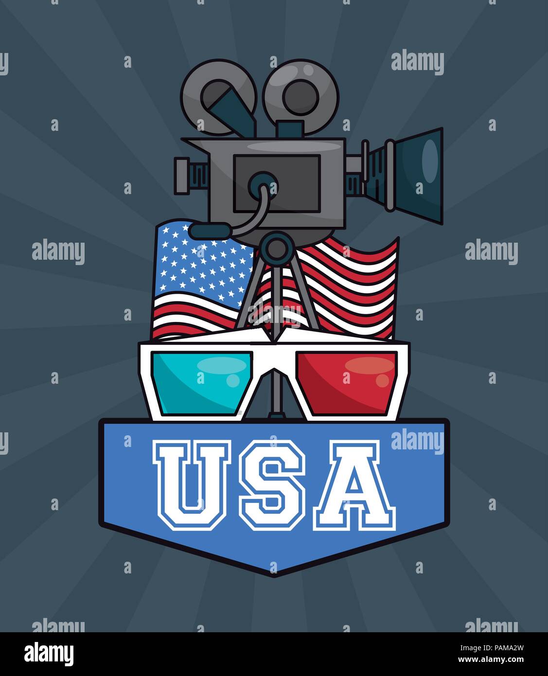 Stati Uniti d'America film e intrattenimento Illustrazione Vettoriale