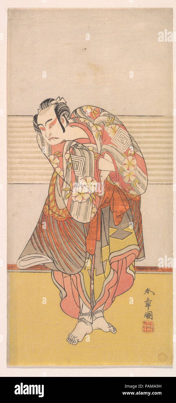 La seconda Ichikawa Yaozo come un uomo in piedi con le braccia incrociate. Artista: Katsukawa Shunsho (giapponese, 1726-1792). Cultura: il Giappone. Dimensioni: 12 5/8 x 5 3/4 in. (32,1 x 14,6 cm). Data: 1773 o 1774. Museo: Metropolitan Museum of Art di New York, Stati Uniti d'America. Foto Stock