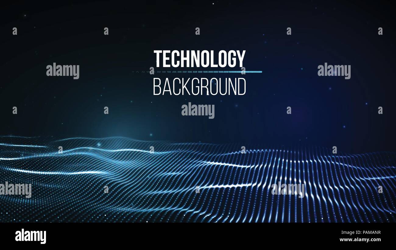 Tecnologia astratto dello sfondo. Sfondo griglia 3d.La tecnologia informatica ai tech wire futuristico di rete wireframe. Intelligenza artificiale . Cyber security sfondo illustrazione vettoriale Illustrazione Vettoriale