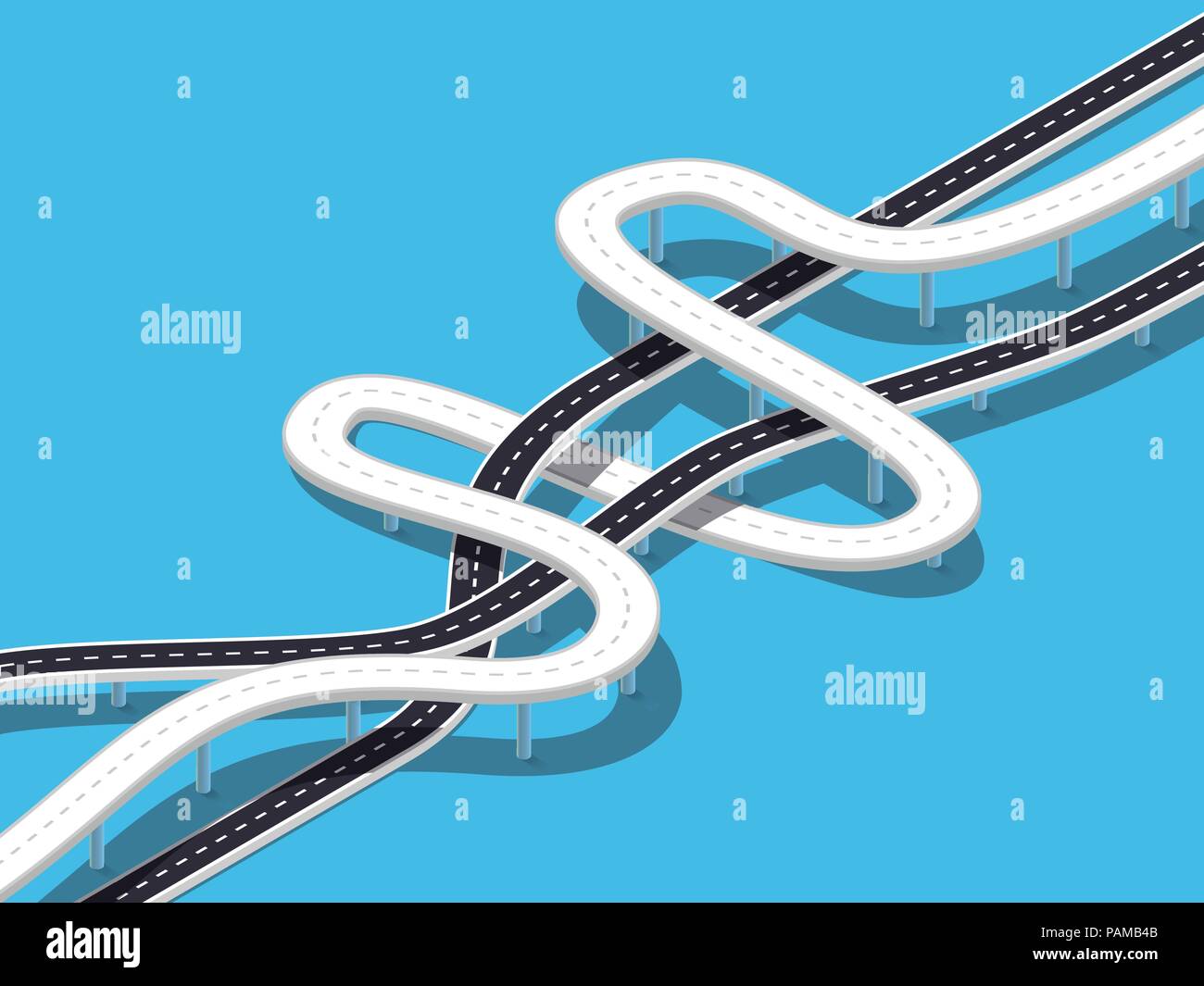 Viaggio e percorso dello sfondo. Business e viaggio infografico modello di progettazione. Elegante 3D strade tortuose del cavalcavia. EPS vettoriali 10 Illustrazione Vettoriale