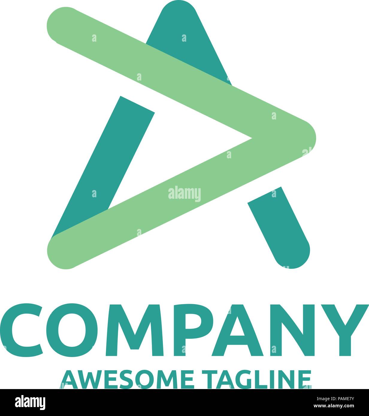 Lettera di un logo con la freccia e a forma di stella concept Illustrazione Vettoriale