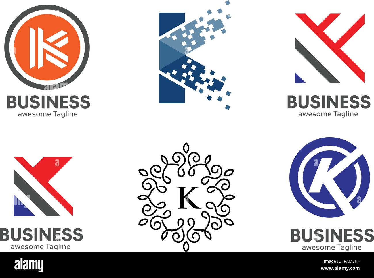 La lettera K set logo, forte elegante concetto di classe. creative lettera K logo modello impostato Illustrazione Vettoriale