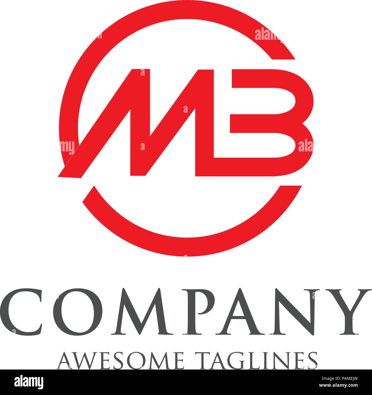 Semplice ed elegante lettera MB icona logo template vettoriale Illustrazione Vettoriale