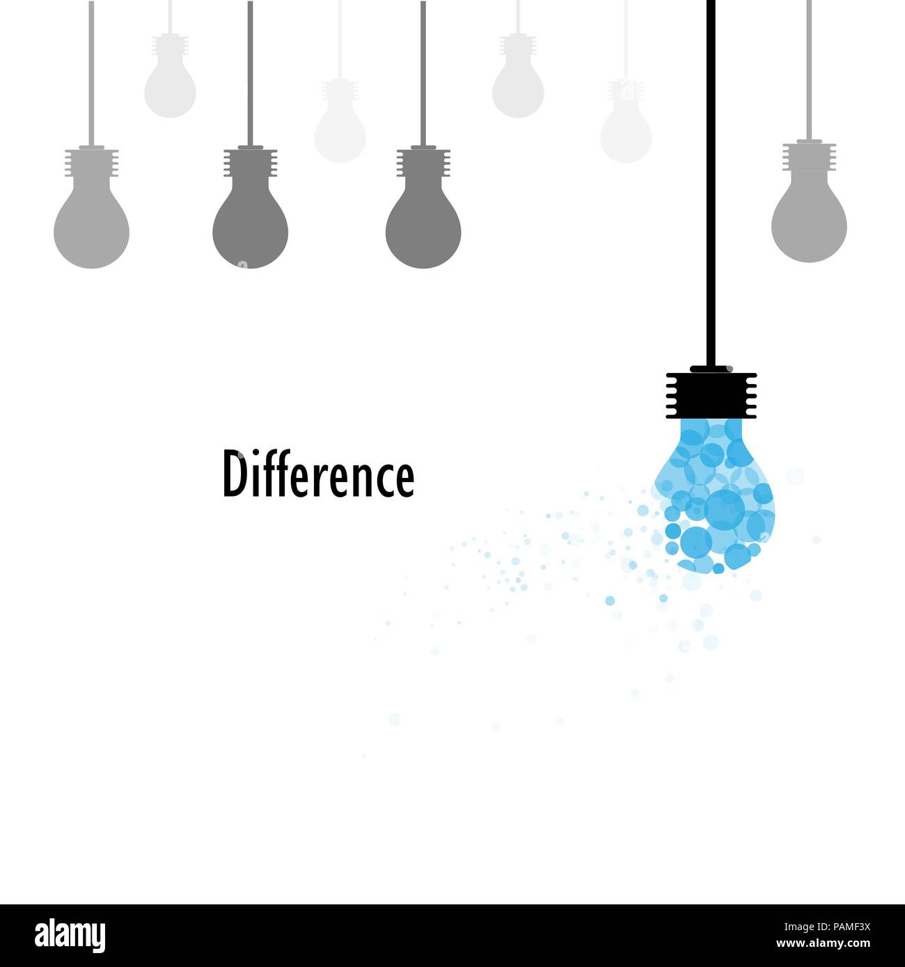 Creative lampadine vector logo design modello e concetto di differenza.Business,educazione e idea industriale. Illustrazione Vettoriale Illustrazione Vettoriale