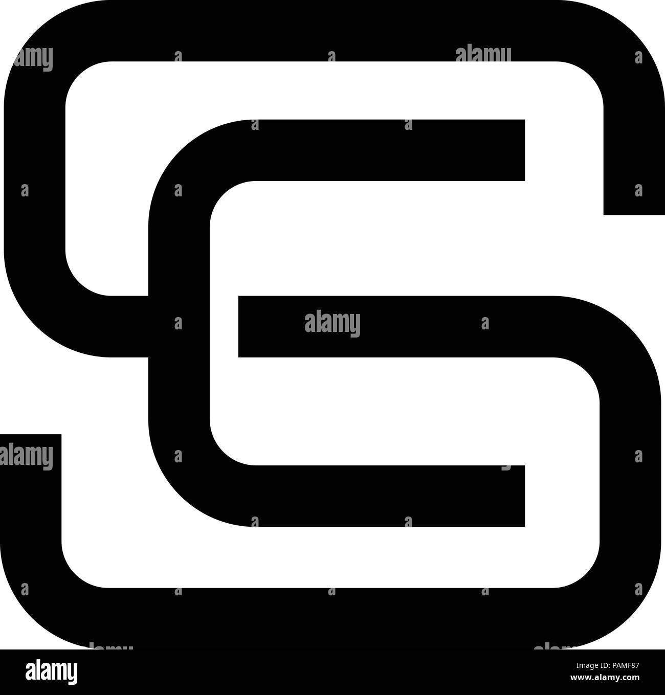 Creative concetto monocromatica lettera S, SC, lettera CS colore nero opaco logo design Illustrazione Vettoriale