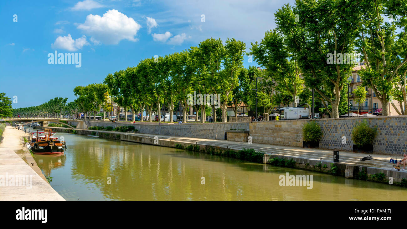 Canal de la Robine, Narbonne, Aude, Occitanie, Francia Foto Stock