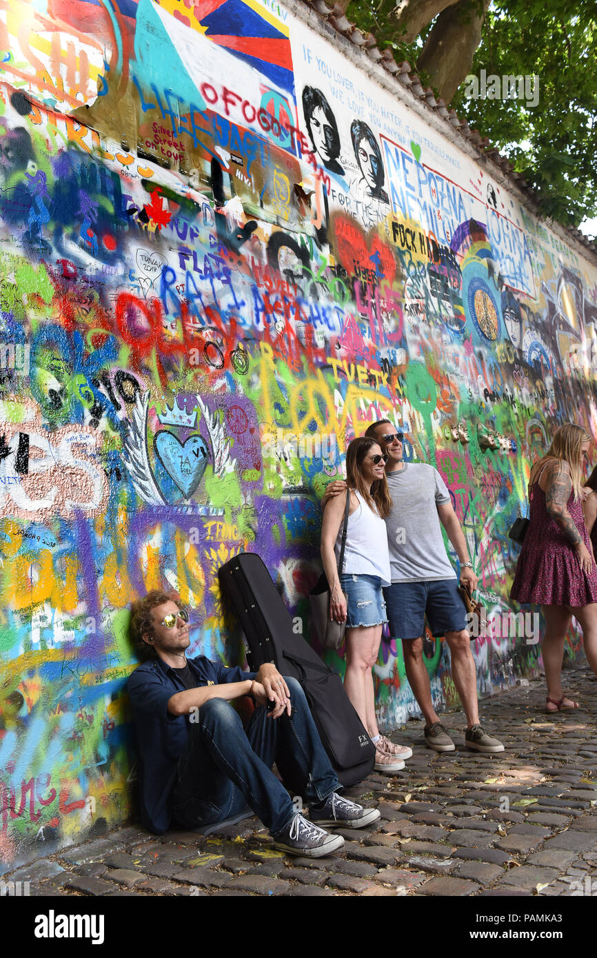 Il muro di John Lennon a Praga Repubblica Ceca 2018 Foto Stock