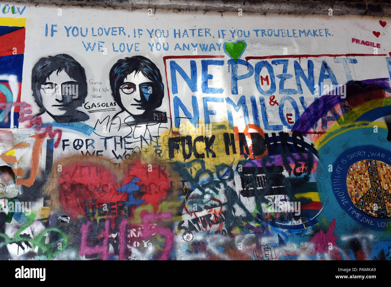 Il muro di John Lennon a Praga Repubblica Ceca 2018 Foto Stock