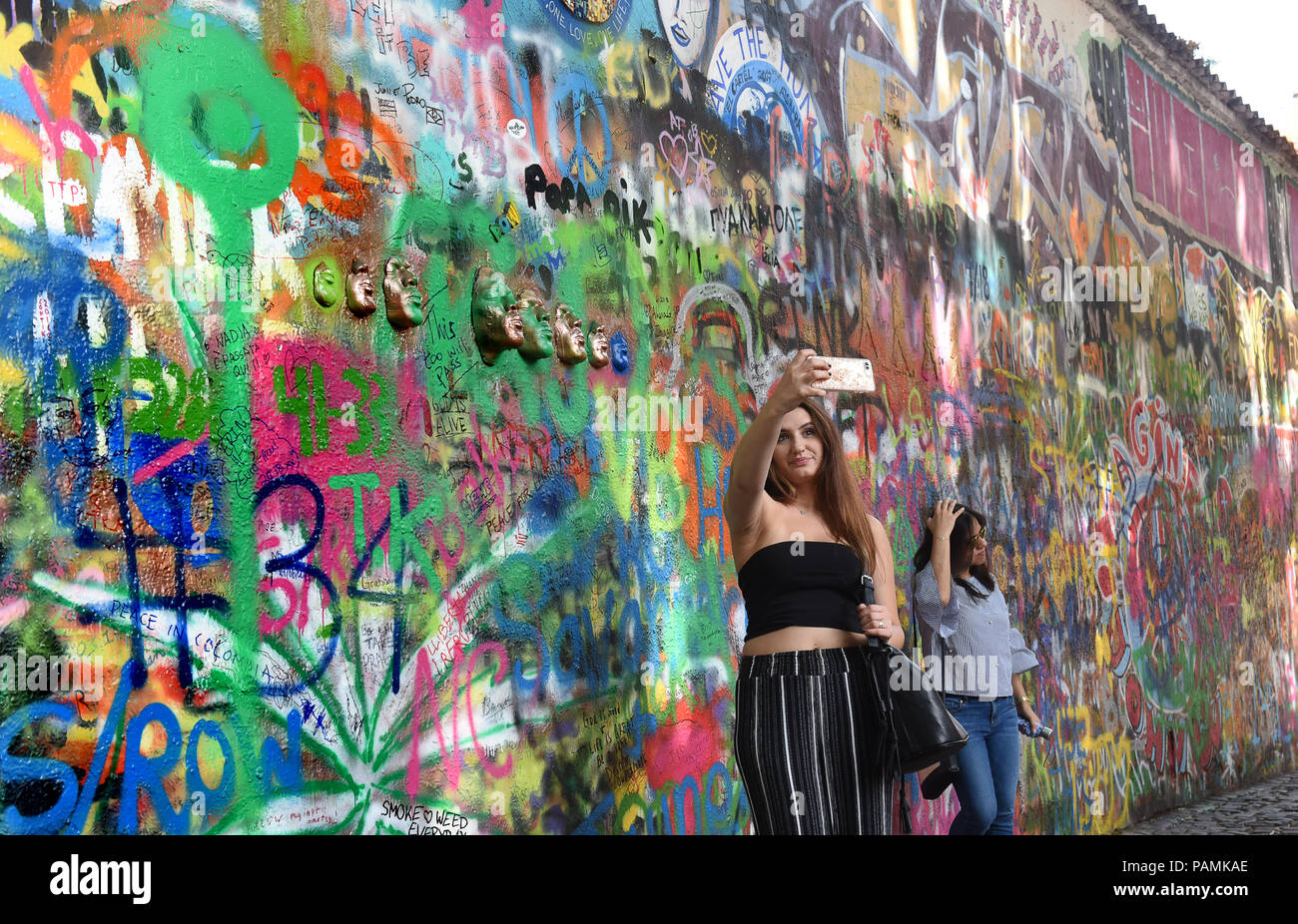 Il muro di John Lennon a Praga Repubblica Ceca 2018 Foto Stock