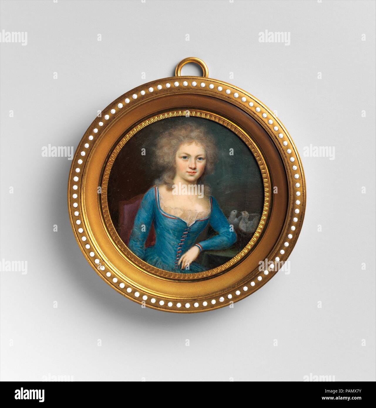 Ritratto di una donna. Artista: Pittore Francese (ca. 1795). Dimensioni: diametro 2 1/2 in. (63 mm). Museo: Metropolitan Museum of Art di New York, Stati Uniti d'America. Foto Stock