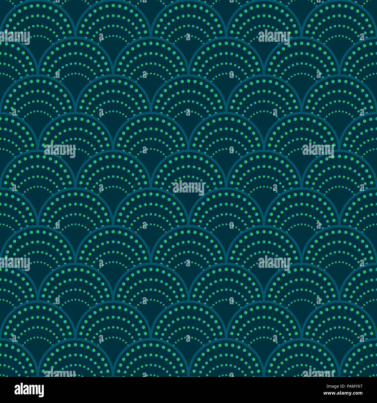 Mermaid pattern di coda, seamless pattern con cerchi, tradizionali orientali, ornamento di squame di pesce. Illustrazione Vettoriale Illustrazione Vettoriale