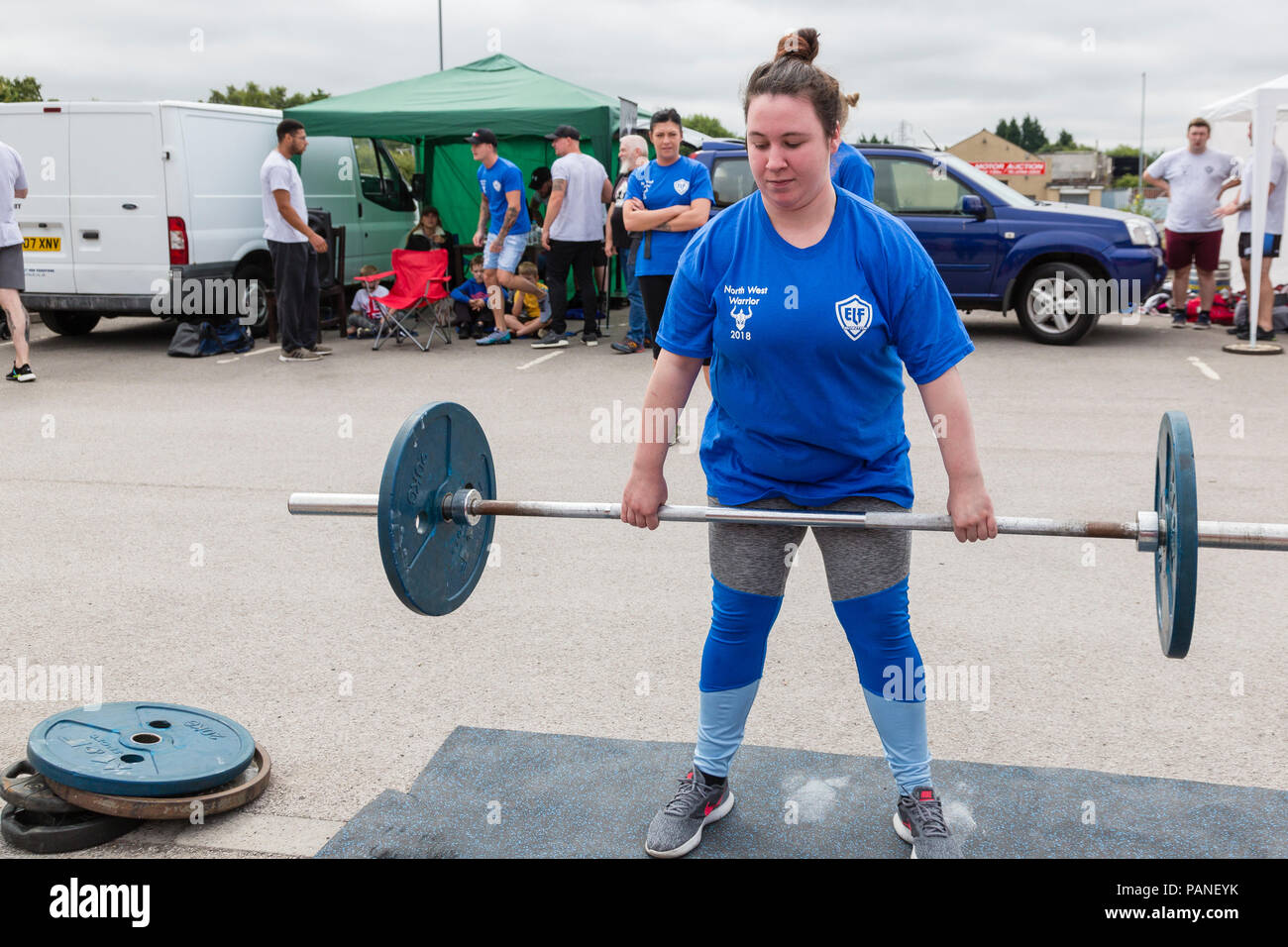 A nord ovest di Sollevamento Pesi guerriero concorrenza, St Helens, Merseyside Regno Unito Foto Stock