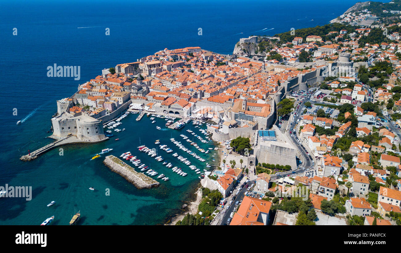 Mura della Città Vecchia di Dubrovnik, Croazia Foto Stock