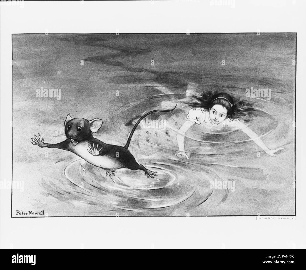 Alice e il mouse, illustrazione per Alice nel Paese delle Meraviglie da Lewis Carroll (1902). Artista: Peter Newell (American, McDonough County, Illinois 1862-1924 piccolo collo, New York). Dimensioni: Immagine: 7 1/16 x 11 1/8 in. (17,9 x 28,3 cm) foglio: 10 13/16 x 11 5/16 in. (27,5 x 28,8 cm). Data: 1902. Museo: Metropolitan Museum of Art di New York, Stati Uniti d'America. Foto Stock Alice e il mouse, illustrazione per Alice nel Paese delle Meraviglie da Lewis Carroll (1902). Artista: Peter Newell (American, McDonough County, Illinois 1862-1924 piccolo collo, New York). Dimensioni: Immagine: 7 1/16 x 11 1/8 in. (17,9 x 28,3 cm) foglio: 10 13/16 x 11 5/16 in. (27,5 x 28,8 cm). Data: 1902. Museo: Metropolitan Museum of Art di New York, Stati Uniti d'America. Foto Stock