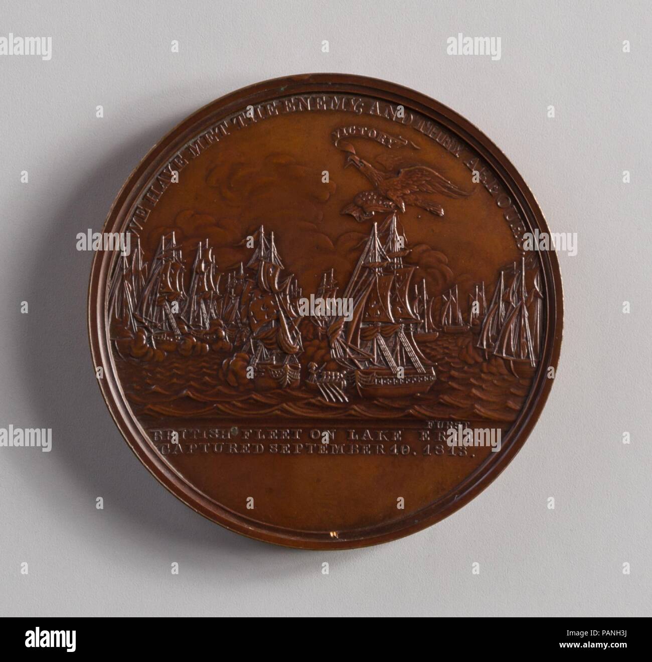 Medaglia della battaglia navale del Lago Erie, 1813. Cultura: American. Dimensioni: diam. 2 5/16 in. (5.9 cm). Maker: Moritz Fürst (nato 1782, attivo degli Stati Uniti, 1807-ca. 1840). Data: del XIX secolo. Museo: Metropolitan Museum of Art di New York, Stati Uniti d'America. Foto Stock