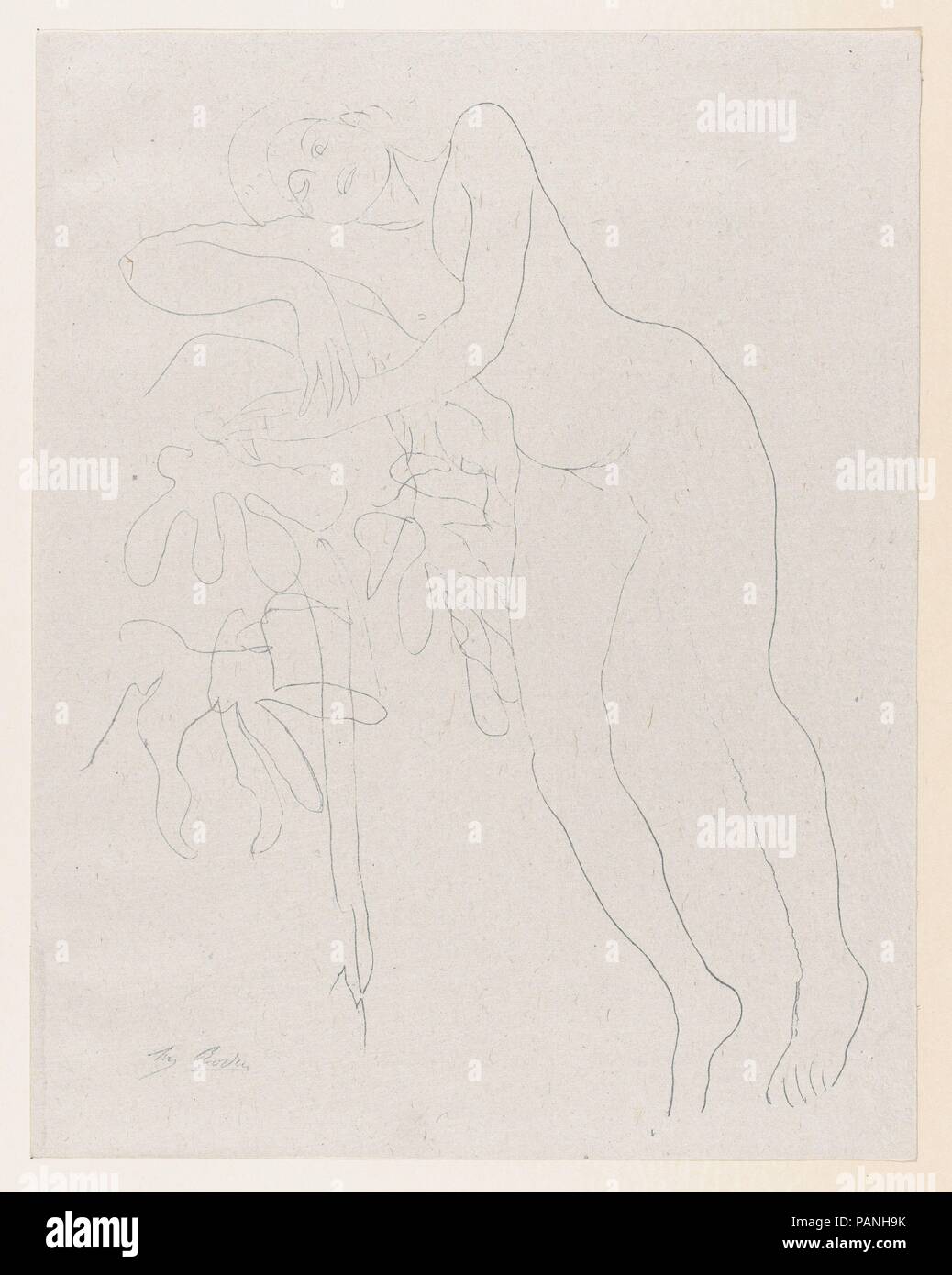 'Demain, si les genies veulent...'. Artista: Auguste Rodin (francese, Paris Meudon 1840-1917). Dimensioni: foglio: 12 5/8 x 9 13/16 in. (32 x 25 cm). Litografo: Litografato da Auguste coagulo (Francese, 1858-1936). Data: 1902. Museo: Metropolitan Museum of Art di New York, Stati Uniti d'America. Foto Stock