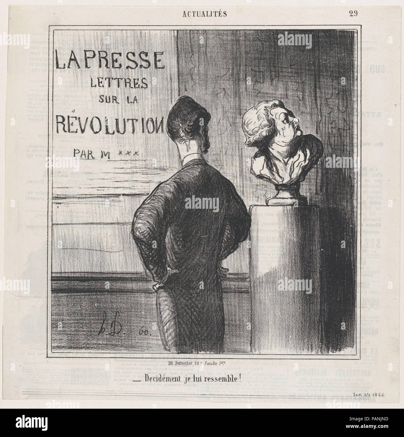 Ovviamente mi assomigliano a lui!, da 'Notizie del giorno", pubblicato in Le Charivari, 29 gennaio 1866. Artista: Honoré Daumier (francese, Marsiglia 1808-1879 Valmondois). Dimensioni: Immagine: 9 1/2 x 8 7/8 in. (24,1 × 22,6 cm) foglio: 11 9/16 × 11 9/16 in. (29,4 × 29,4 cm). Stampante: Destouches (Parigi). Serie/Portfolio: 'Notizie del giorno" (Actualités). Data: 29 gennaio 1866. Museo: Metropolitan Museum of Art di New York, Stati Uniti d'America. Foto Stock