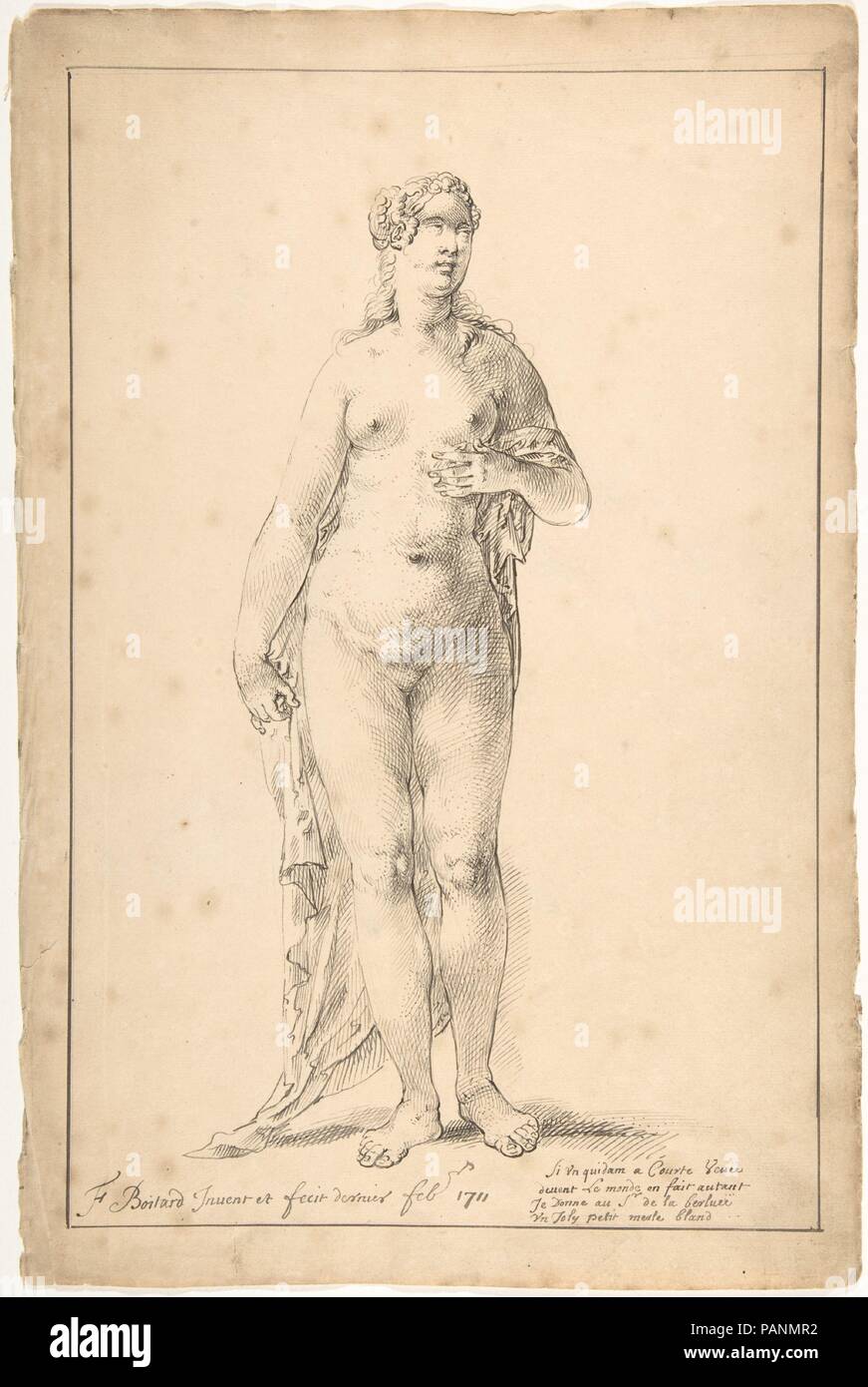 Studio di una figura femminile (Venere). Artista: François Boitard (francese, ca. 1670-ca. 1715). Dimensioni: 14 3/4 x 9 11/16 in. (37,4 x 24,6 cm). Data: 1711. Museo: Metropolitan Museum of Art di New York, Stati Uniti d'America. Foto Stock