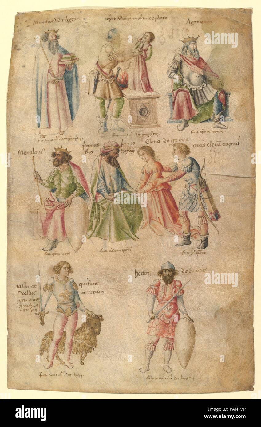 Famoso di uomini e donne dalla classica e antichità biblica. Artista: attribuito a Barthelemy d'Eyck (Netherlandish, fiorì 1444-1469). Dimensioni: 12 3/16 x 7 7/8 in. (31 x 20 cm). Ex attribuzione: precedentemente attribuito a anonimo, Italiano, Fiorentina, prima metà del XV secolo; precedentemente attribuito a Jean Fouquet (francese, Tours ca. 1425-ca. 1478 Tours). Data: 1450s. Museo: Metropolitan Museum of Art di New York, Stati Uniti d'America. Foto Stock