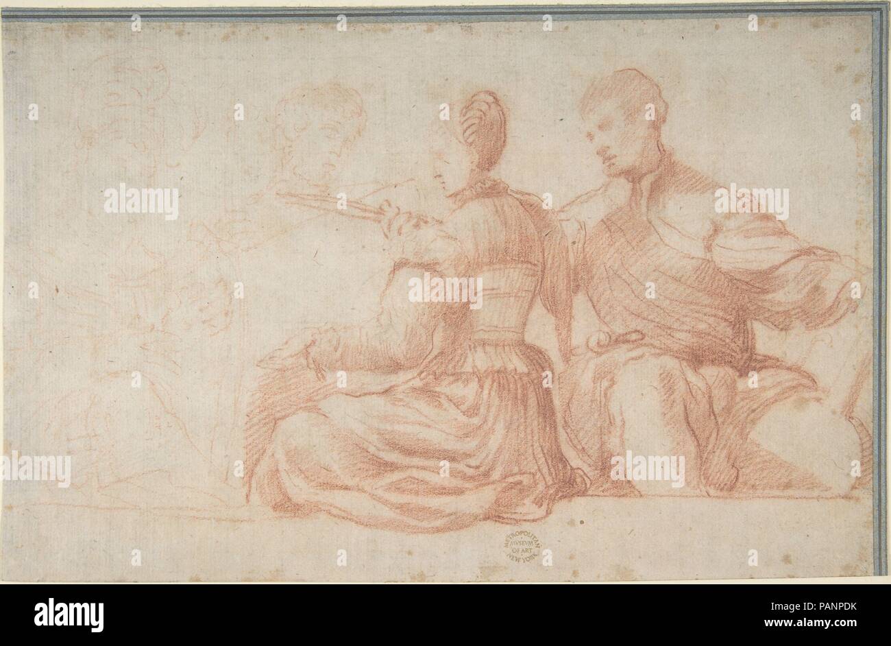 Un fregio raffigurante una festa di musica. Artista: Niccolò dell' Abate (italiano, Modena 1509-1571 Fontainebleau (?) , cerchio del. Dimensioni: 6 3/4 x 10 1/2a. (17,1 x 26,7 cm). Data: 1512-71. Museo: Metropolitan Museum of Art di New York, Stati Uniti d'America. Foto Stock