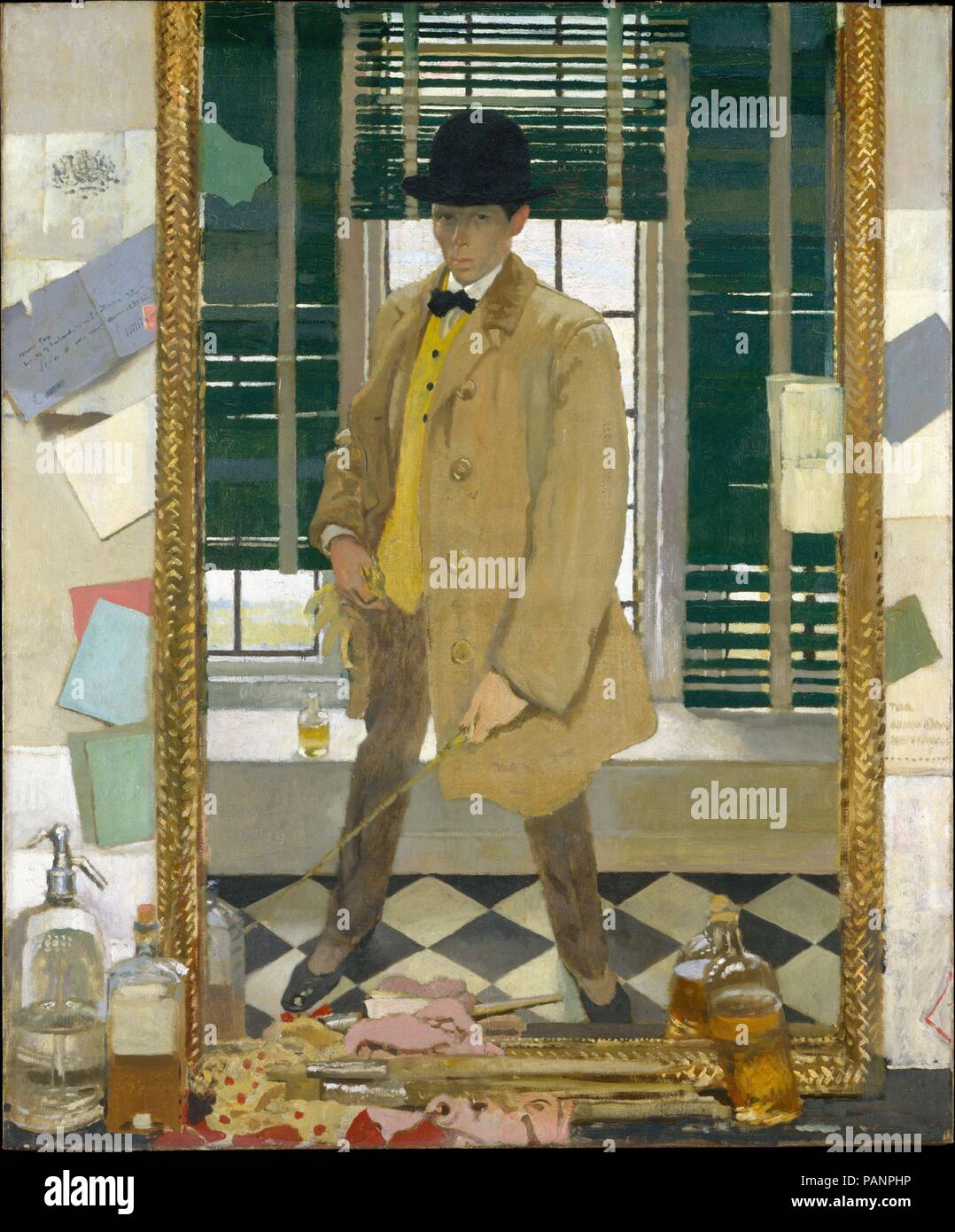 Autoritratto. Artista: William Orpen (British, 1878-1931). Dimensioni: 40 1/8 x 33 1/8 in. (101,9 x 84,1 cm). Data: ca. 1910. Nato in Irlanda, William Orpen studiato a Dublino dal 1892 al 1896 e sono andato a Londra per studiare ulteriormente alla Slade School of Fine Art in 1896. Per il resto della sua vita egli ha vissuto e lavorato a Londra. Ci ha ricevuto un numero di onori, compresa l'appartenenza nella nuova English Art Club, una nomina governativa come un artista ufficiale di guerra durante la Prima Guerra Mondiale e un cavalierato nel 1918. Egli ha continuato a lavorare come un ritratto di moda pittore durante il 1920s, raffigurante Foto Stock