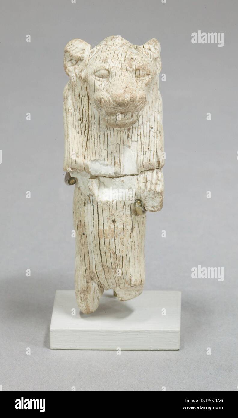 La figura di Lion. Dimensioni: h. 7.4 cm (2 15/16 in.). Dynasty: Dynasty 12, fine - 13 fino al 1700. Data: ca. 1850-1700 A.C. Museo: Metropolitan Museum of Art di New York, Stati Uniti d'America. Foto Stock
