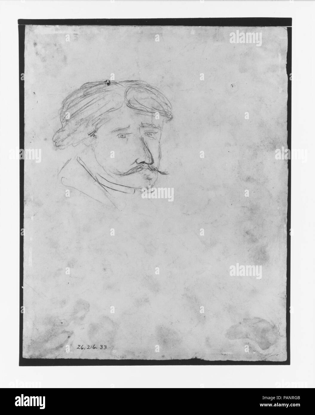 La testa di un uomo (da McGuire Scrapbook). Artista: Henry Brent (1811-1880). Dimensioni: 8 15/16 x 6 7/8 in. (22,7 x 17,5 cm). Museo: Metropolitan Museum of Art di New York, Stati Uniti d'America. Foto Stock