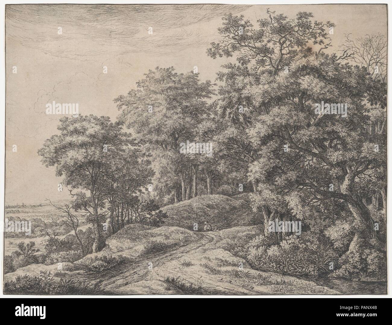 Due uomini in un incavo. Artista: incisi da Anthonie Waterloo (Olandese, Lille 1609-1690 Utrecht). Dimensioni: foglio: 8 9/16 x 11 5/16 in. (21,8 x 28,8 cm). Data: del xvii secolo. Museo: Metropolitan Museum of Art di New York, Stati Uniti d'America. Foto Stock