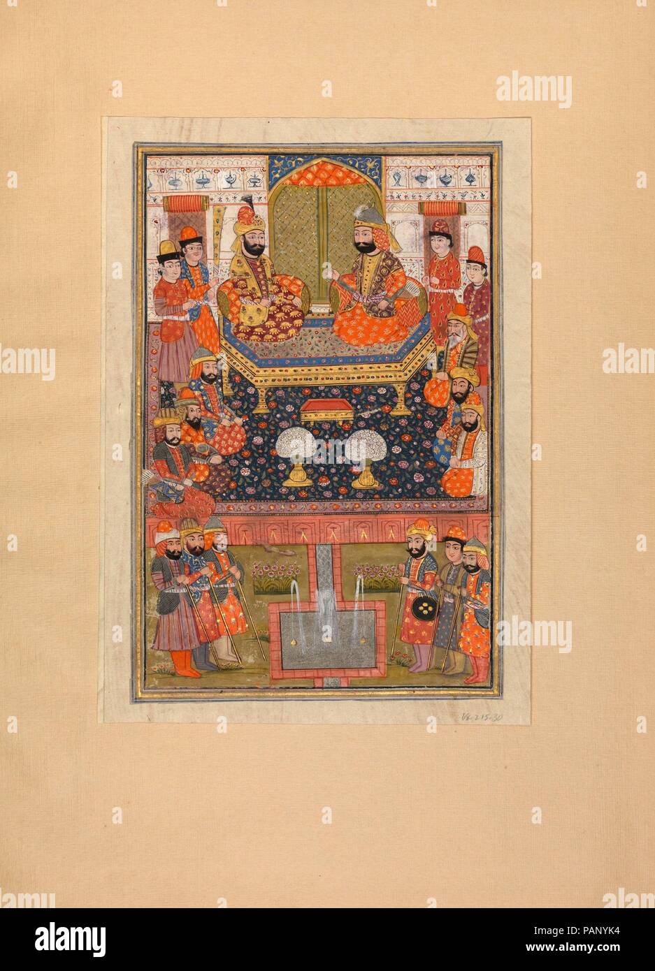 La scena non identificato da un Shahnama (Libro dei Re). Autore: Abu'l Qasim Firdausi (935-1020). Dimensioni: in generale. 12 5/8 x 8 1/2 in. (32,1 x 21,6 cm) Dimensioni della pittura: 9 1/16 x 5 7/8a. (23 x 14,9 cm). Data: fine XIX-inizio XX secolo. Museo: Metropolitan Museum of Art di New York, Stati Uniti d'America. Foto Stock