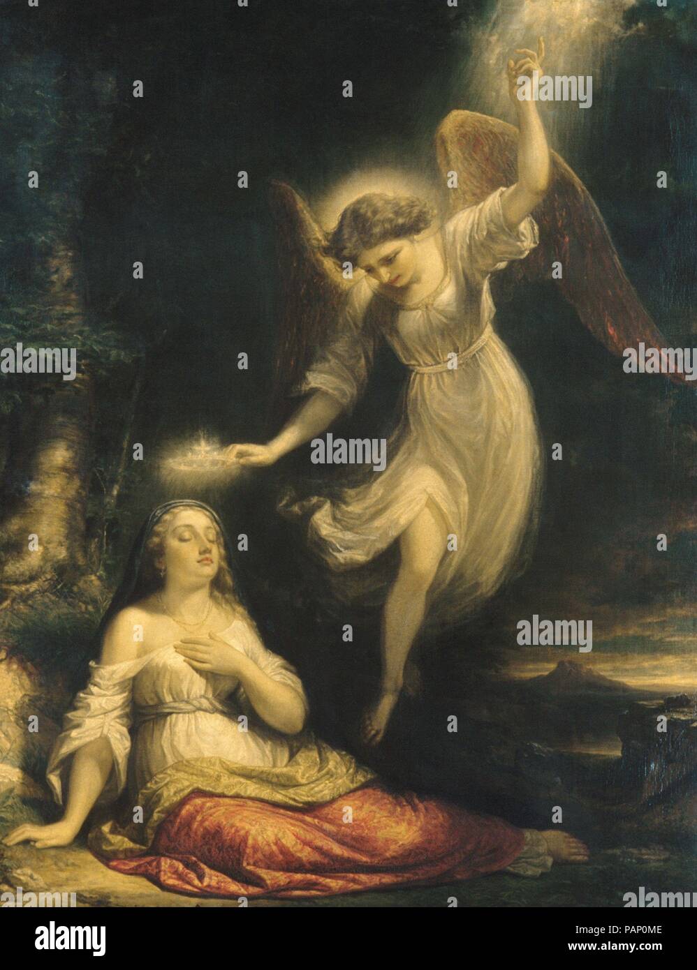 La misericordia di sogno. Artista: Daniel Huntington (American, New York 1816-1906 New York). Dimensioni: 84 x 66 1/4 in. (213,4 x 168.3 cm.). Data: 1858. Museo: Metropolitan Museum of Art di New York, Stati Uniti d'America. Foto Stock