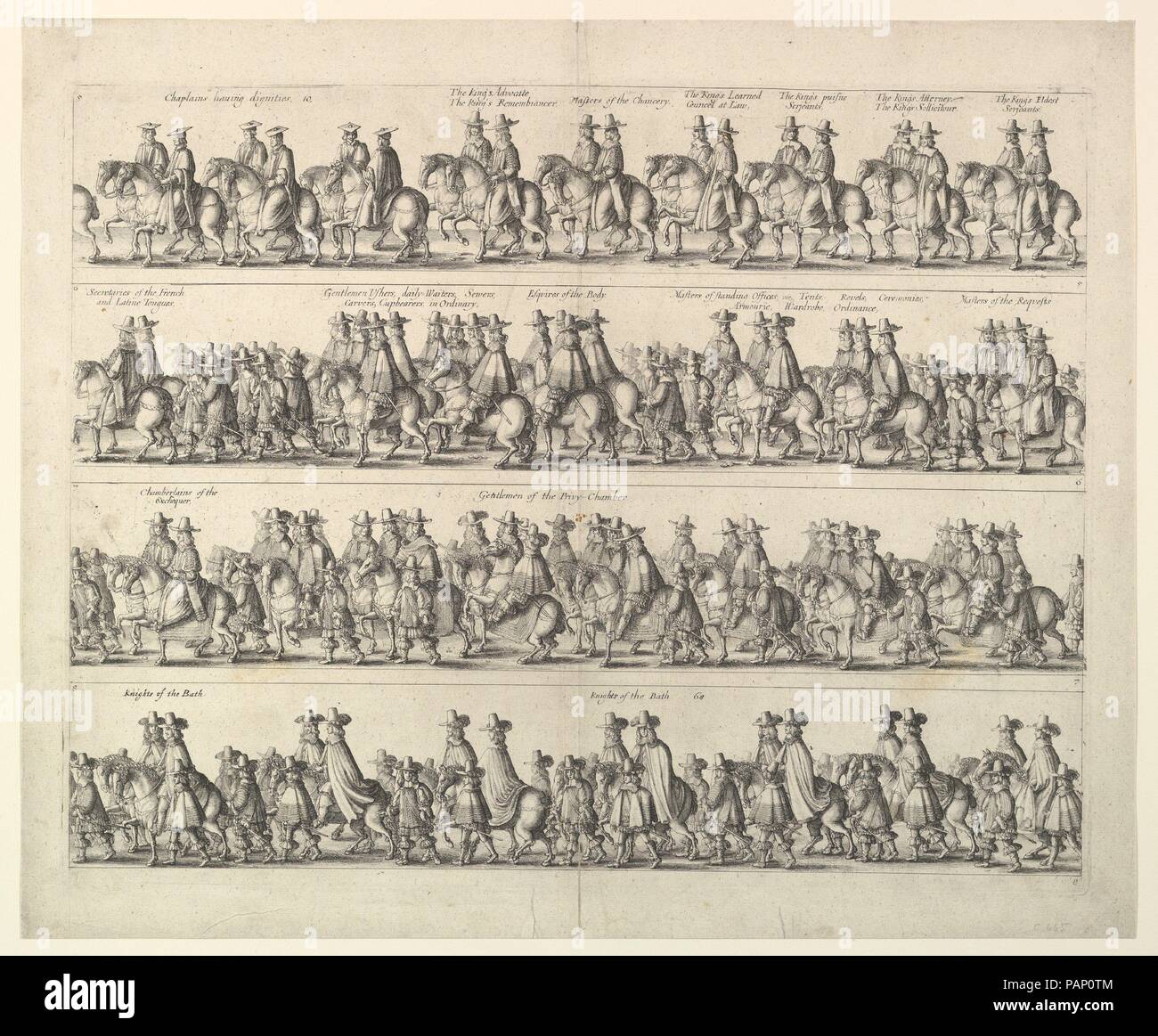 Processione solenne incoronazione di Carlo II a Londra. Artista: Wenceslaus Hollar (boemo, Praga 1607-1677 Londra). Data: 1662. Museo: Metropolitan Museum of Art di New York, Stati Uniti d'America. Foto Stock