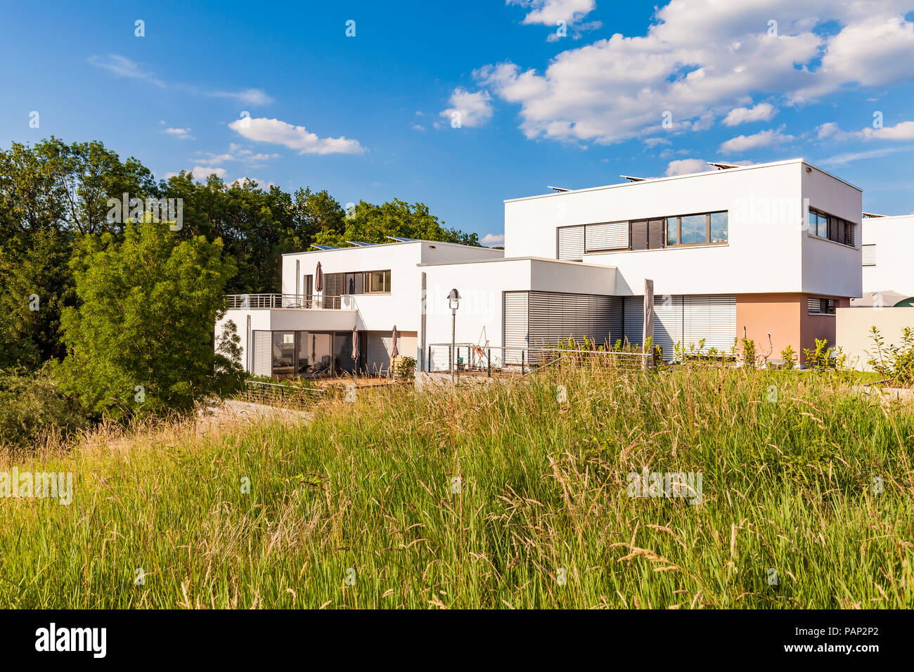 Germania, Esslingen-Zell, area di sviluppo con casa passiva Foto Stock