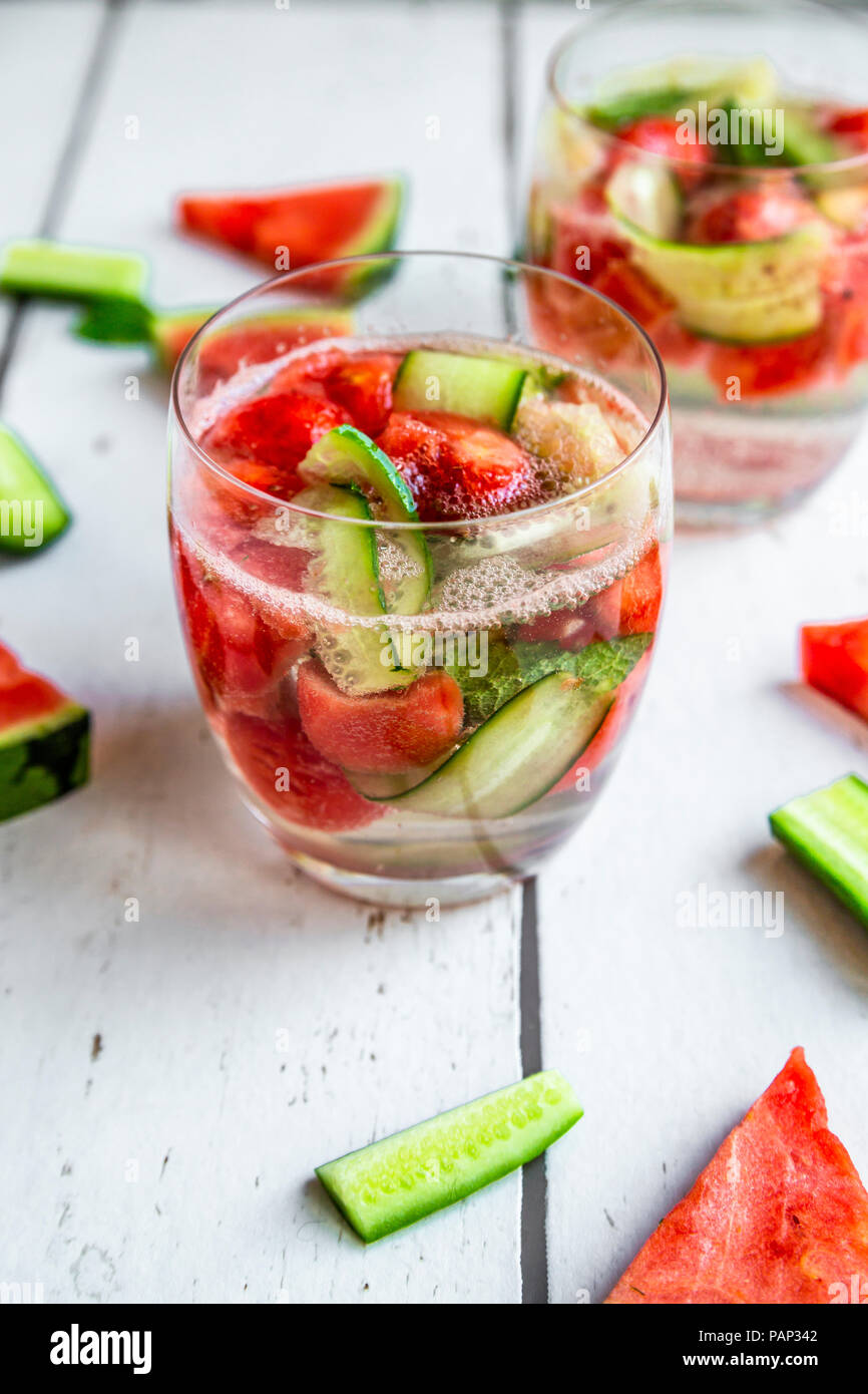 Melon acqua di cetriolo, detox Foto Stock