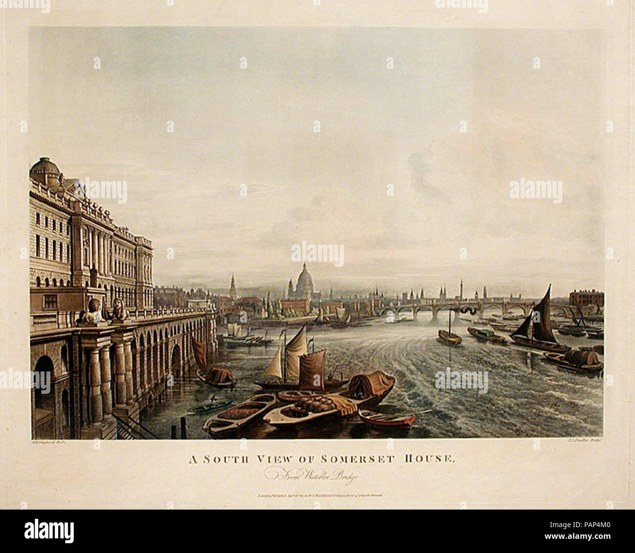 Una vista sud del Somerset House da Waterloo Bridge da Thomas Hosmer Shepherd pubblicato 1817. Foto Stock