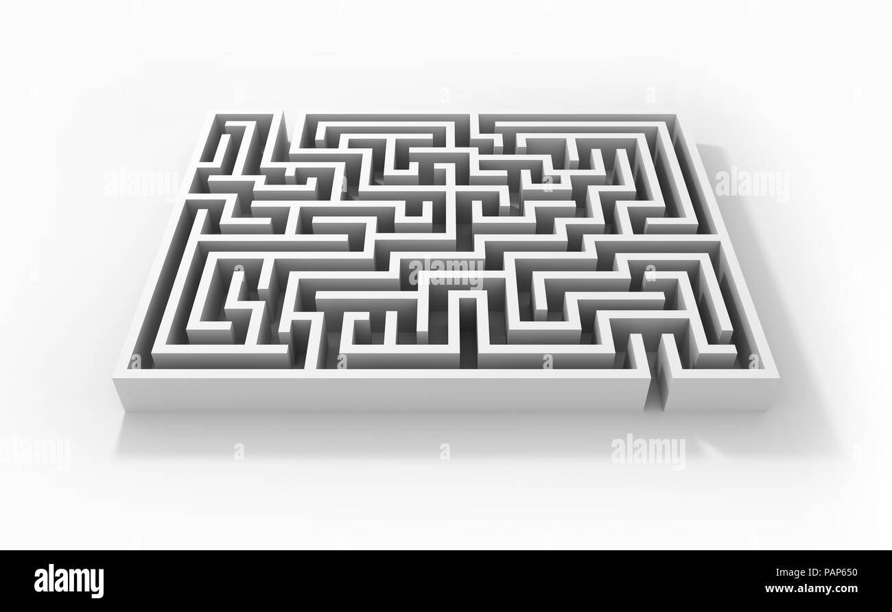 Abstract labirinto su sfondo bianco Foto Stock