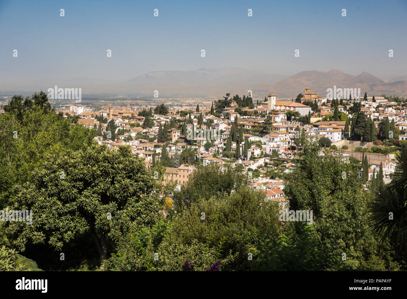 Alhambra di Granada. Palazzo e fortezza costruita dai Mori. Patrimonio mondiale dell'UNESCO, Spagna. Arte islamica, Nasrid dynasty. Foto Stock