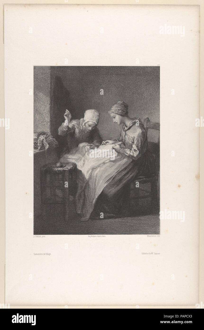 Il Villaggio sarti da donna. Artista: Dopo Jean-François Millet (Francese, 1814-1875 Gruchy Barbizon); incisi da Alphonse Mouilleron. Data: 1835-1900. Museo: Metropolitan Museum of Art di New York, Stati Uniti d'America. Foto Stock