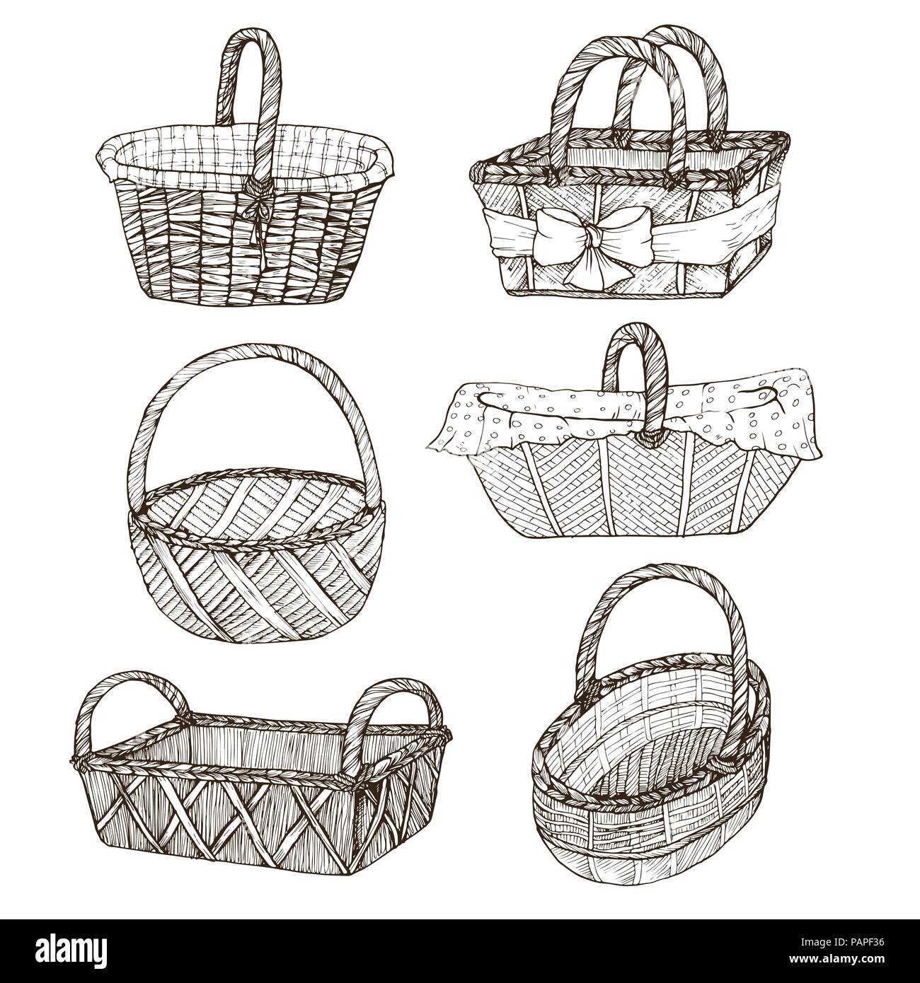 Disegnata a mano cestelli Illustrazione Vettoriale