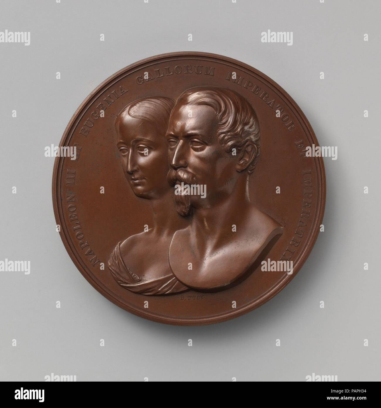 In ricordo della visita dell imperatore e l'Imperatrice del francese per la City di Londra, 19 aprile 1855. Artista: medaglia: Benjamin Wyon (British, Londra Londra 1802-1858). Cultura: British, Londra. Dimensioni: diametro: 3 a. (7.6 cm). Data: 1855. La medaglia è stato colpito in occasione della coppia imperiale la visita alla città di Londra, 19 aprile 1855. Museo: Metropolitan Museum of Art di New York, Stati Uniti d'America. Foto Stock