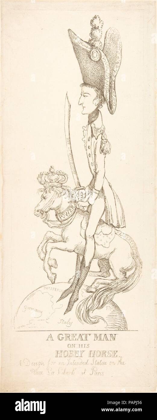 Un grande uomo per il suo hobby Horse. Artista: Thomas Rowlandson (British, Londra Londra 1757-1827). Dimensioni: foglio: 19 x 7 1/2 in. (48,3 x 19,1 cm). Data: 1803. Museo: Metropolitan Museum of Art di New York, Stati Uniti d'America. Foto Stock