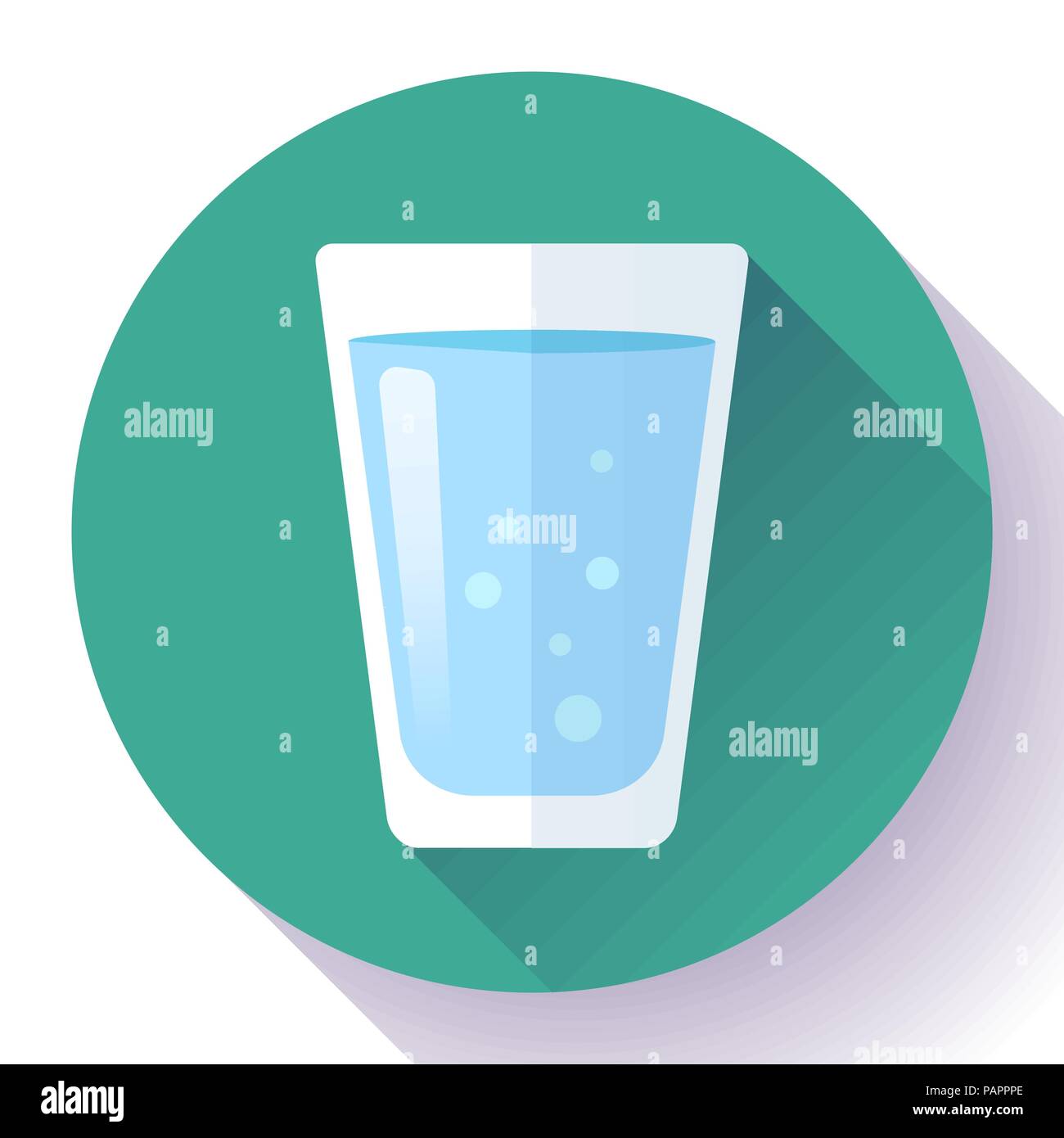 Bicchiere di acqua icona design piatto Illustrazione Vettoriale