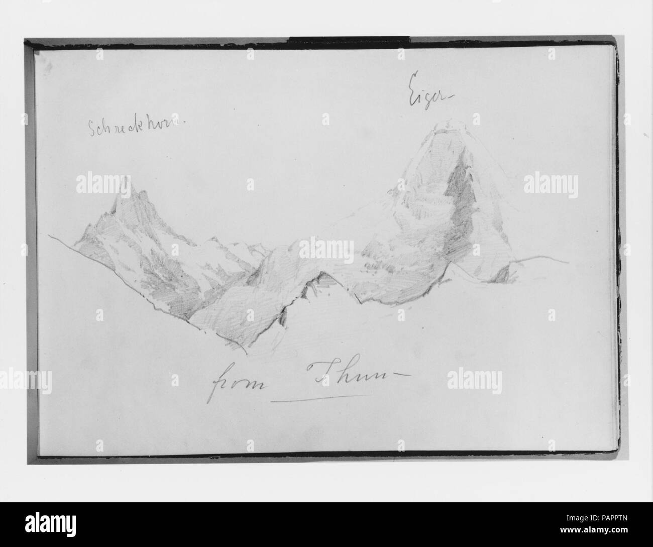 La Svizzera 1870 Sketchbook. Artista: John Singer Sargent (American, Firenze 1856-1925 Londra). Dimensioni: Chiuso: 8 x 11 1/4 x 1/2 in. (20,3 x 28,6 x 1,3 cm) di fogli: 8 x 11 1/8 in. (20,3 x 28,3 cm). Data: 1870. Questa immagine rappresenta uno dei quaranta sei disegni e acquerelli in questo taccuino. Museo: Metropolitan Museum of Art di New York, Stati Uniti d'America. Foto Stock