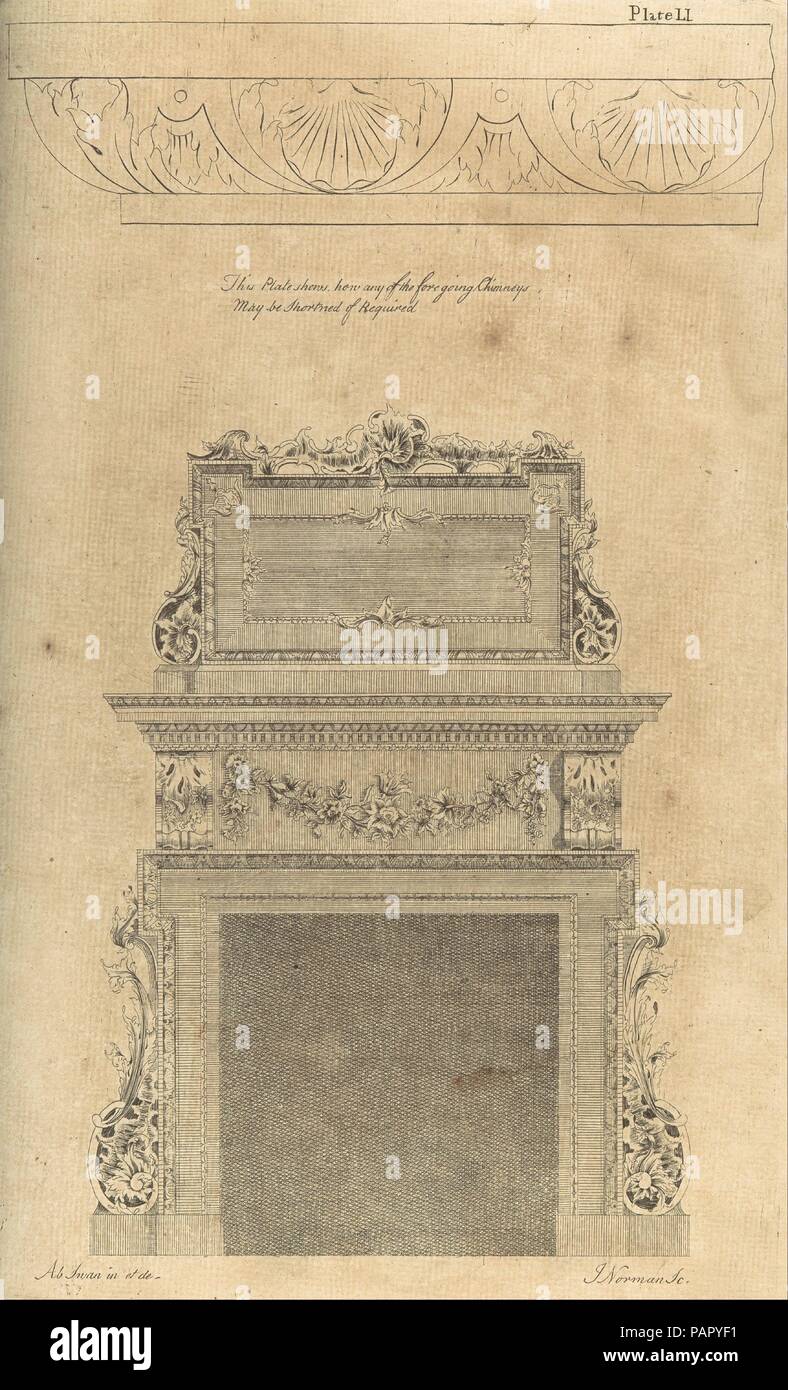 L'architetto britannico; o il costruttore del Tesoro di scale. Autore: scritto e disegnato da Abramo Swan (British, attivo 1745-68). Dimensioni: 16 3/4 x 10 1/16 in. (42,5 x 25,5 cm) pagina: 16 1/8 x 9 1/4 in. (41 x 23,5 cm). Incisore: John Norman (American, nato in Inghilterra ca. 1748-1817 Boston). Editore: Robert Bell (Philadelphia, Pennsylvania). Data: 1775. Il 5 dicembre 1774, John Norman, intagliatore recentemente arrivati a Philadelphia da Londra, pubblicizzato proposte per la stampa mediante sottoscrizione, l edizione americana del cigno architetto britannico. Pubblicato da Robert Bell, la città del leader Foto Stock