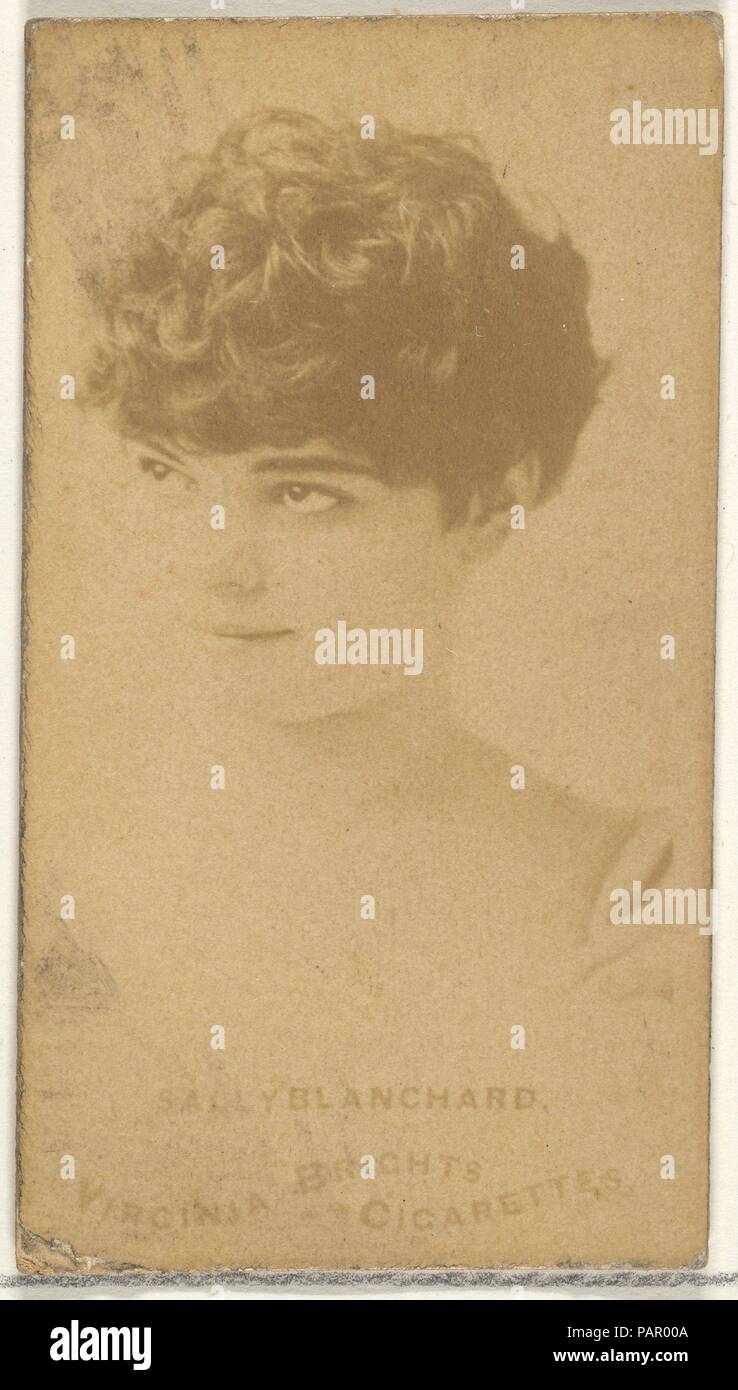 Sally Blanchard, da attori e attrici serie (N45, Tipo 1) per Virginia luminose sigarette. Dimensioni: foglio: 2 3/4 x 1 3/8 in. (7 x 3,5 cm). Editore: Rilasciato da Allen & Ginter (American, Richmond, Virginia). Data: ca. 1888. Scambio di carte dal 'attori e attrici' serie (N45, Tipo 1), rilasciato ca. 1888 da Allen & Ginter per promuovere Virginia luminose, Dixie, il nostro piccolo bellezze e Opera soffi di sigarette. Museo: Metropolitan Museum of Art di New York, Stati Uniti d'America. Foto Stock