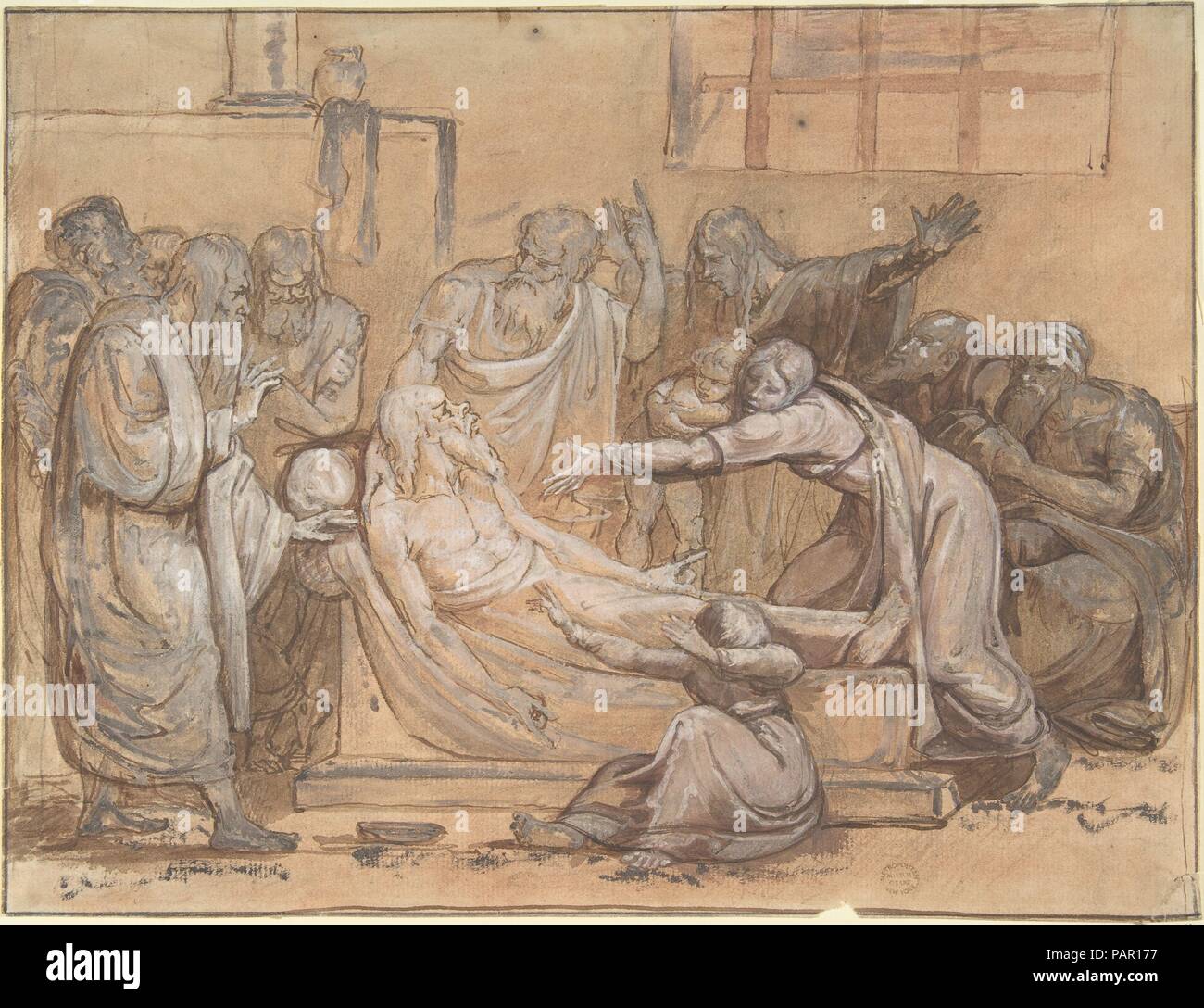 La morte di Socrate. Artista: Anonimo, tedesco del XIX secolo. Dimensioni: 10 7/16 x 13 11/16 in. (26,5 x 34,8 cm). Data: del XIX secolo. Museo: Metropolitan Museum of Art di New York, Stati Uniti d'America. Foto Stock