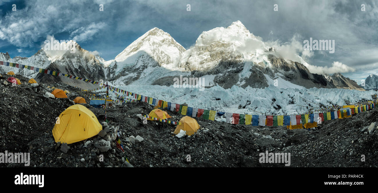 Il Nepal, Solo Khumbu, Everest, Sagamartha National Park, Campo Base Foto Stock