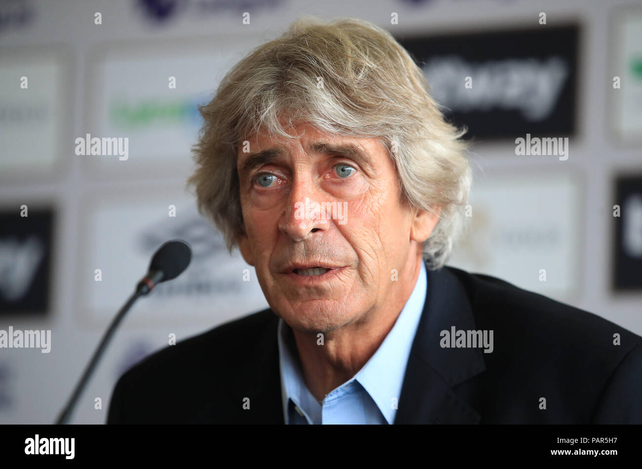 West Ham manager Manuel Pellegrini durante una conferenza stampa presso la London Stadium, Londra. Foto Stock
